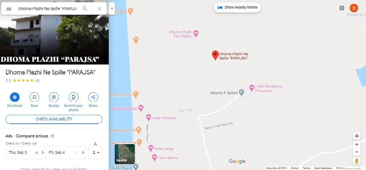 Dhoma Plazhi Ne Spille Parajsa Hotel Gasthuis